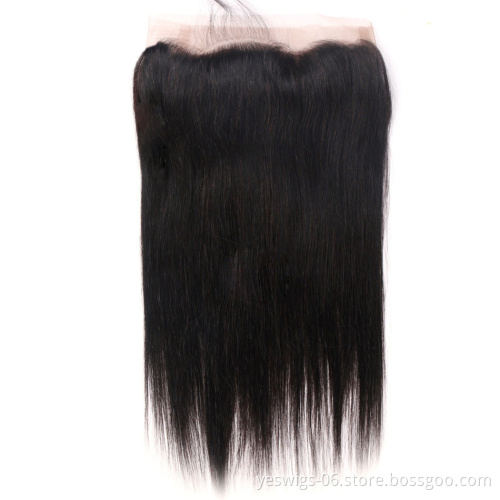 360 Lace Frontal Closure Straight Human Hair, Brazilian Virgin Human Hair Extensions Cuticle Aligned Lace Frontal 360